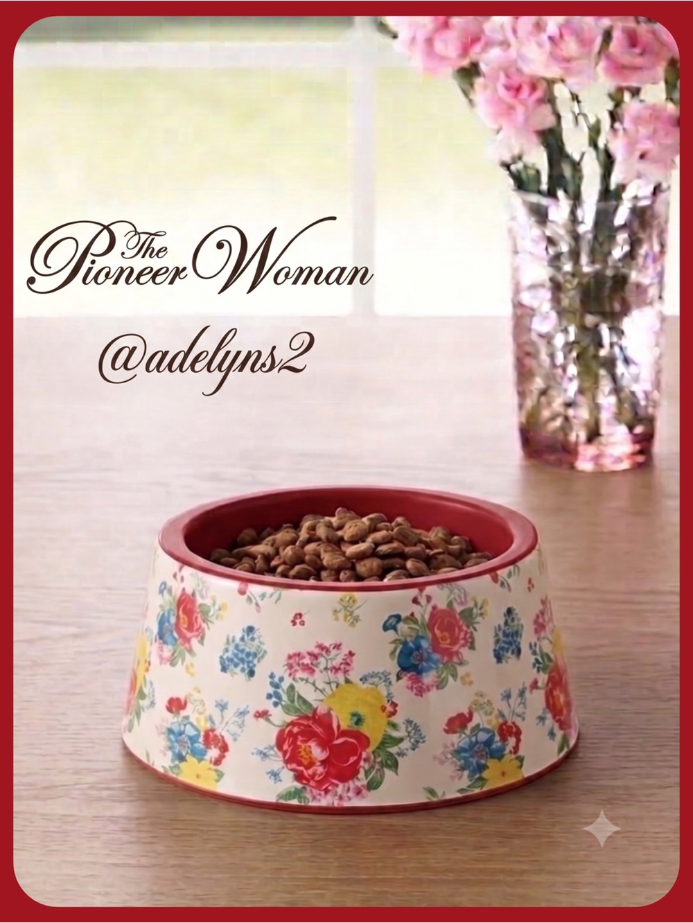 2022 🌺 New Pioneer Woman Fancy Flower's Flourish Pet Feeder Bowl, Qty 1